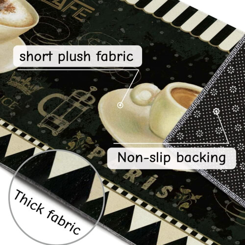 2-Piece Coffee-Themed Kitchen Rugs, Non-Slip, Absorbent 2