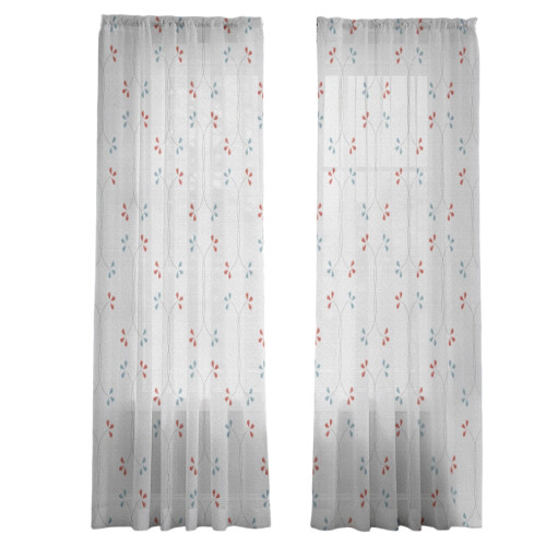 Floral Pattern Window Curtain Polyester-flower 1 130x213cm