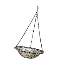Bain d'oiseaux Transparent suspendu pour l'extérieur,-Noir