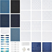 Set van 45 Japanse Sashiko-borduursets met katoenen draad en