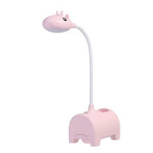 Roze LED-bureaulamp, geschikt voor kinderen, dimbare bureaulamp met drie kleuren, aanraakschakelaar/USB-aansluiting/pennenhouder, leeslamp voor kinde