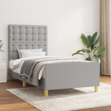 vidaXL sengestel uden madras lysegrå 100x200 cm stofbetrukket