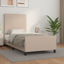 vidaXL sengestel med hovedgærde cappuccino 90x190 cm kunstlæder