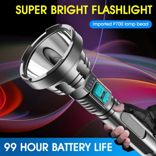 Strong Light Flashlight USB Rechargeable LED Super Bright Long-range Outdoor Lighting(Black) 2