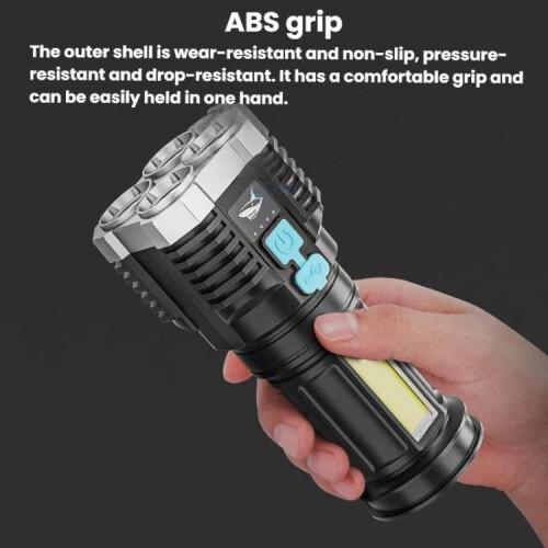 SMILING SHARK 863B Outdoor High-Brightness Portable Flashlight LED Torch With Side Light(Black) 1