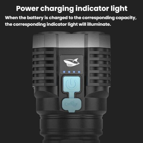 SMILING SHARK 863B Outdoor High-Brightness Portable Flashlight LED Torch With Side Light(Black) 2