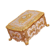 Organisateur de bijoux décoratif avec gaufrage de fleurs-or rose