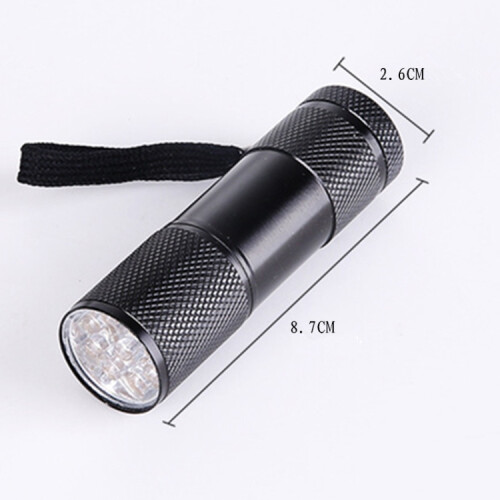 PCS 9 LEDs 395NM Mini UV Flashlight Fluorescent Agent Detection Pen Security Light 2