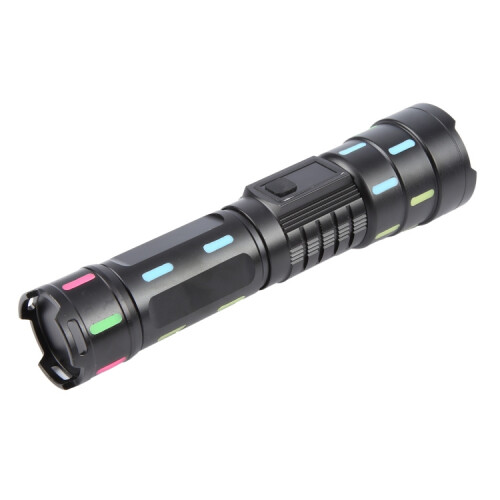 626 White Laser Wick Telescopic Zoom LED Flashlight with Fluorescent Strips(Black) 1