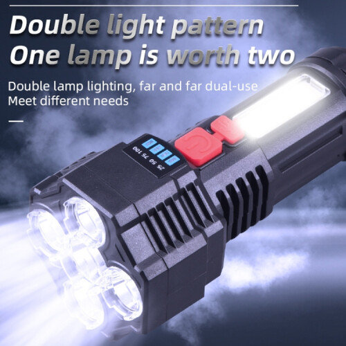 F-T25 Strong Bright 5 Core LED Flashlight USB Rechargeable Powerful Torch 2