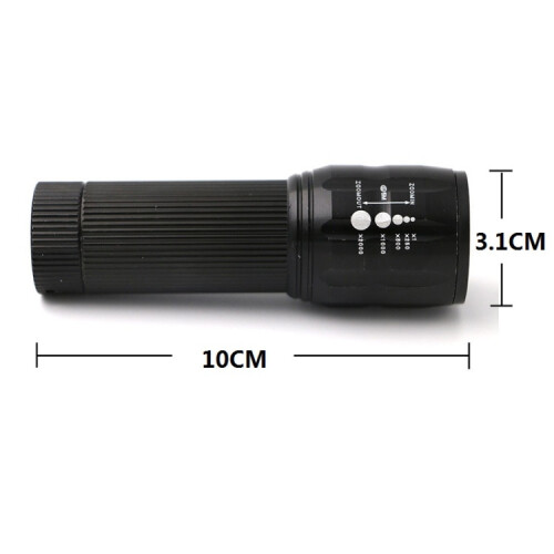 PCS Three-Speed Zoom LED Flashlight Mini Aluminum Flashlight(Black) 1