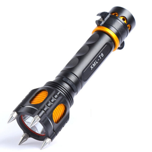 Outdoor LED T6 Strong Light Rechargeable Flashlight Car Safety Hammer Multi-Function Aelf-Defense Flashlight(Single Flashlight) 1