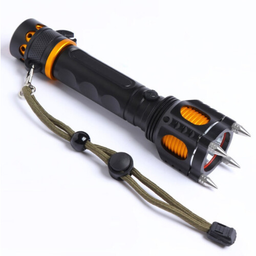 Outdoor LED T6 Strong Light Rechargeable Flashlight Car Safety Hammer Multi-Function Aelf-Defense Flashlight(Single Flashlight) 2