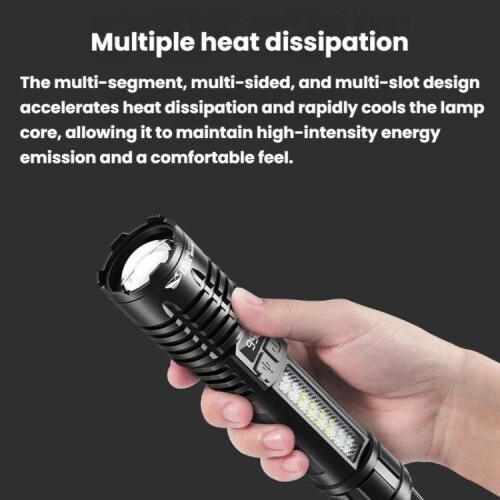 SMILING SHARK SD-5244 Zoomable Digital Display Flashlight With Side Light 4-Gear Dimmable Portable Torch, Style: Hook 1