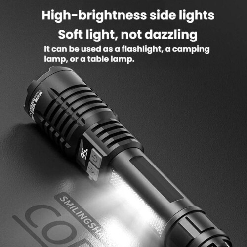 SMILING SHARK SD-5244 Zoomable Digital Display Flashlight With Side Light 4-Gear Dimmable Portable Torch, Style: Hook 2