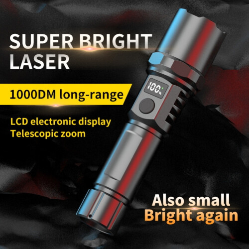 White Laser Wick LCD Digital Display Strong Light Rechargeable Portable LED Flashlight 1