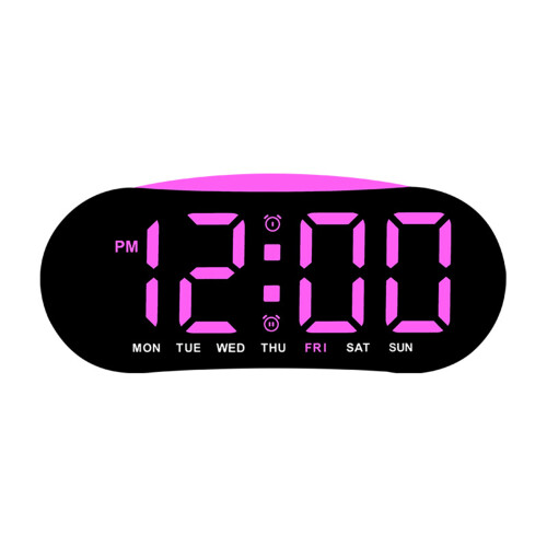 Simple Rounded Alarm Clock With Quiet-Black shell pink lam