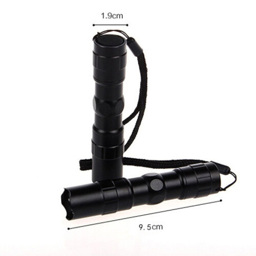 3W LED Mini Flashlight Light Torch Lamp with Strap(Black) 1