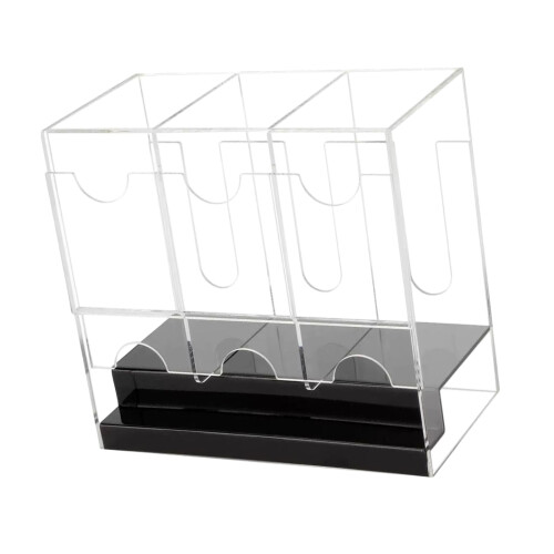Clear Acrylic Card Storage Box With Push Out Dispenser-Black