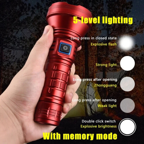 812-BT90 50W Spotlight 3000LM USB Rechargeable LED Flashlight(Black) 2