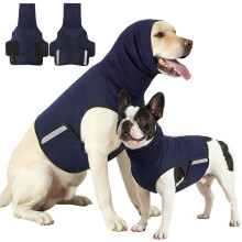 2 in 1 Design Pet Anxious Wrap Head Cover Soft-XS Navy Blue
