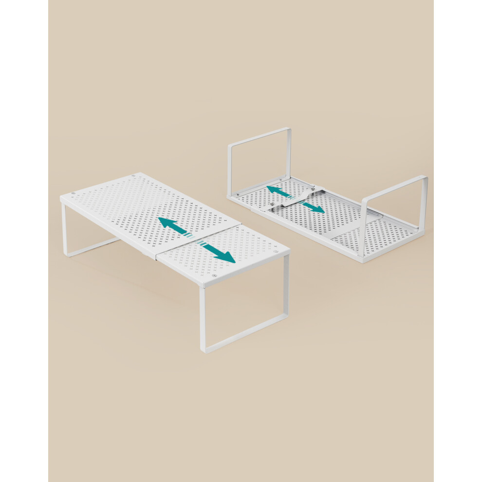 Songmics (Mattewhite) Spice Racks, Extendable Cupboard Organisers, Kitchen Countertop Shelves, Set Of 2