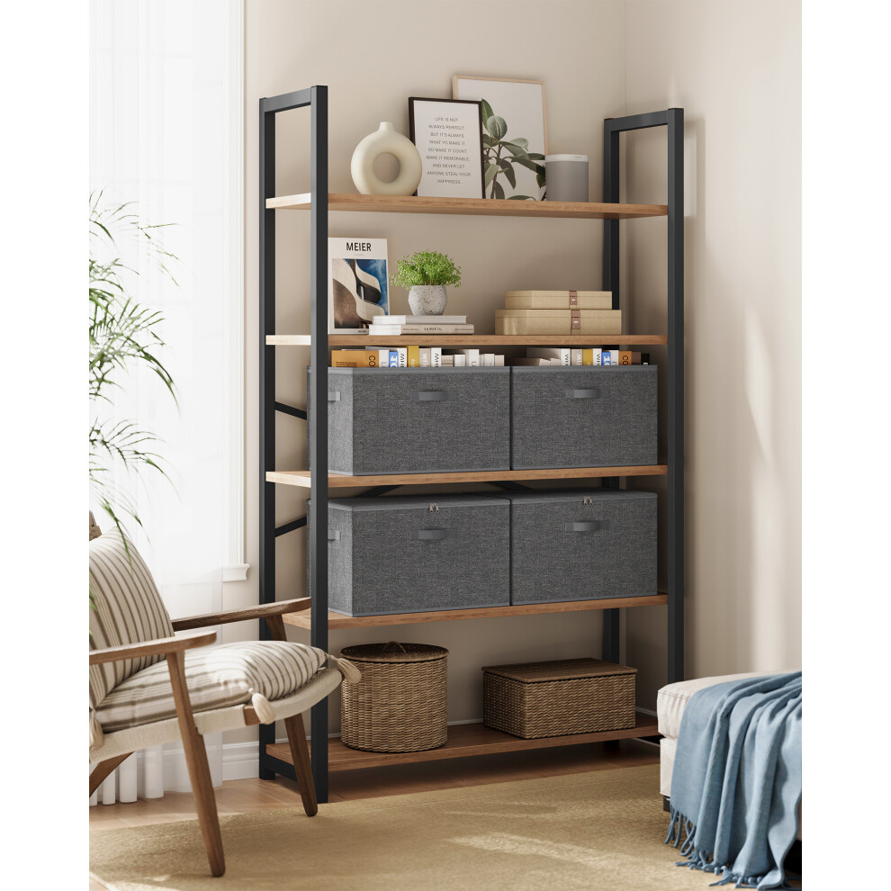 Songmics (Slate Grey) Foldable Storage Organiser Boxes, Storage Basket Bins With Lids, Handles, Clothes Organiser, Non-Woven Fabric, Set Of 3, 50 X 30 X 30 Cm