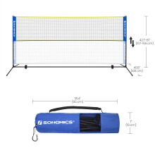 (Blue and Yellow) 5m Sports Net, Adjustable Height Tennis Net, Portable for Outdoor Garden, Volleyball