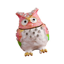 Stylish Owl Jewelry Storage Box Gemstones-Pink and white