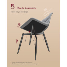 (Slate Grey) Velvet Dining Chairs, Upholstered Kitchen Chairs, Adjustable Feet, Modern Metal Frame, Supports up to 120 kg Each