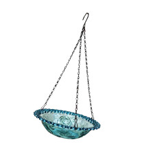 Space Saving Hanging Bird Bath Water Bowl Ideal for Porch-Blue