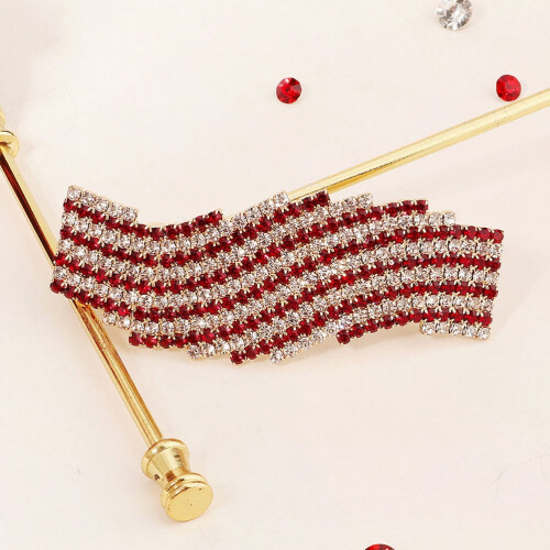 Fermaglio per capelli da donna con strass rossi, 7,5x3 cm 2