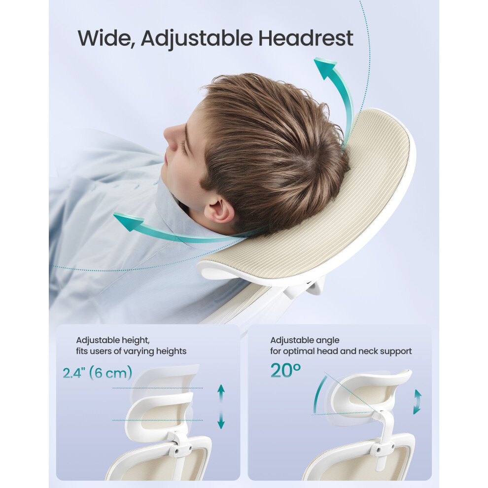 Songmics (Sand Beige) Office Chair, Ergonomic Mesh Chair With Double-Layer Mesh Back For Desk, Foldable Armrests