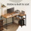 VASAGLE (Rustic Brown) Corner Computer Desk with Adjustable Storage Shelves, L Shaped Gaming Table for Office 7