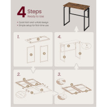 (Rustic Brown) Folding Desk, Foldable Computer Desk, Rounded Edges, Small Home Office Writing Table for Bedroom, Balcony, Camping, Easy Assembly,