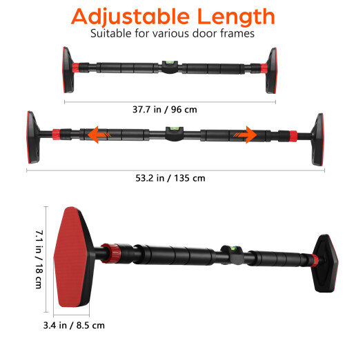 No Damage Adjustable Width Pull Up Bar Doorway Home Gym Exercise 1