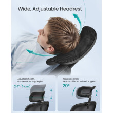(Ink Black) Office Chair, Ergonomic Mesh Chair with Double-Layer Mesh Back for Desk, Foldable Armrests