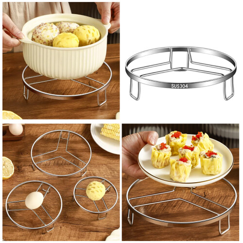 Space Saving Stainless Steel Steamer Rack Kitchen Cookware-L 2