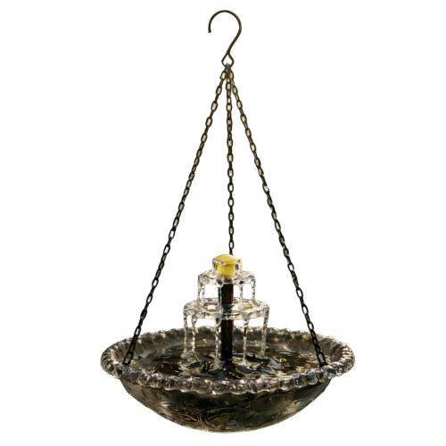 Decorative Solar Bird Bath Fountain Feeding Platform Gift-Gray