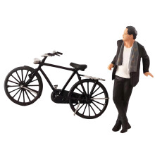 Figurine de vélo gentleman réaliste, modèle 1:64, figurines-B