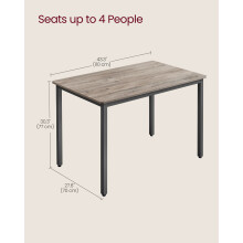 (Heather Greige,Ink Black) Dining Table, 70 x 110 x 75 cm, Kitchen Table for 4 People, Living Room Desk, for Dining Room, Kitchen,Rustic Brown
