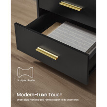 (Ink Black) Set of 2 Side End Tables with LED Lights, USB Ports, Charging Station, Drawers and Open Shelf