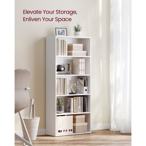 VASAGLE (Cloud White) Bookshelf, 5-Tier Bookcase, Storage Shelving Unit, Display Shelf with Open Compartments 2