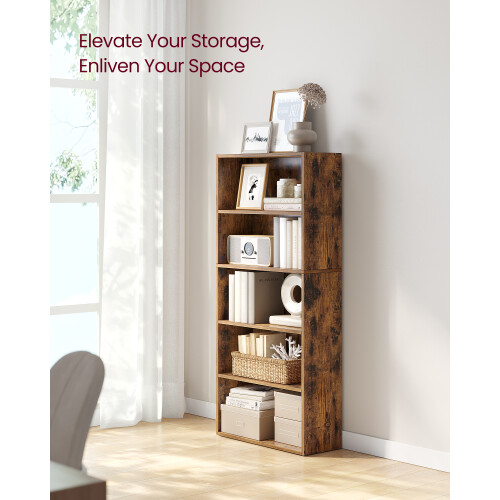 VASAGLE (Rustic Brown) Bookshelf, 5-Tier Bookcase, Storage Shelving Unit, Display Shelf with Open Compartments 2