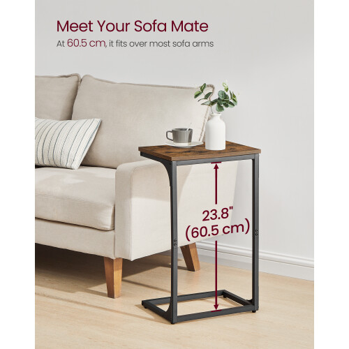VASAGLE (Rustic Brown,Ink Black) C-Shaped Side Table, Set of 2, Bedside Table, Sofa Side Table, with Metal Frame 2