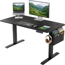 Computer Standing Desk, Electric Height Adjustable 120 × 60cm, Sit Stand Office Desk with Memory Smart Panel, Industrial Design PC Gaming Metal Frame