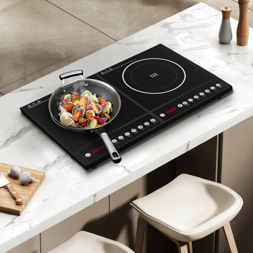 Black Portable Induction Stove Double Hotplate Efficient Heating 2
