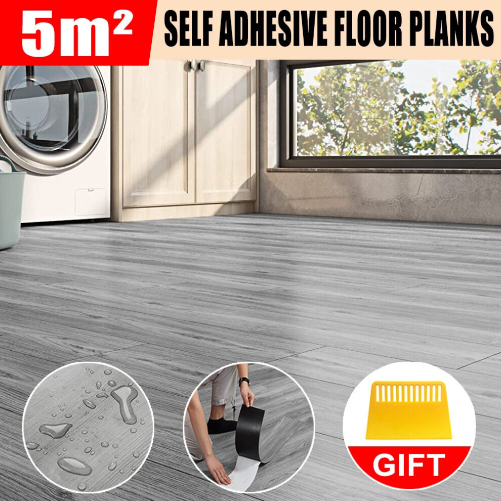 5 Mâ² Floor Planks Tiles Grey Oak Self Adhesive Wood Effect Vinyl Flooring- 36Pcs 905305275330