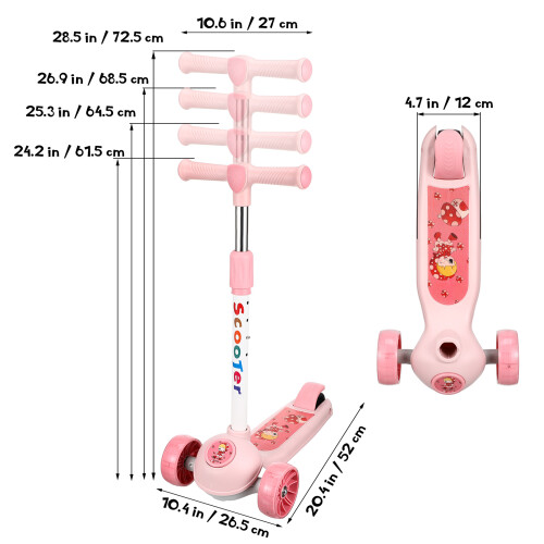 Kids Three Wheeled Height Adjustable Scooter for Toddler