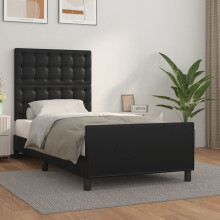 vidaXL sengestel med hovedgærde sort 90x190 cm kunstlæder
